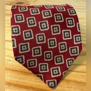 Brooks Brothers Maroon & Gold Block Design Amazing Must See Silk Tie Made in USA
